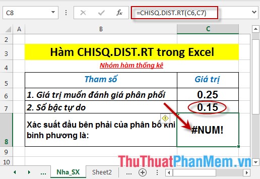 CHISQ.DIST.RT function - The function returns the right end probability of the distribution when squared in Excel Picture 6