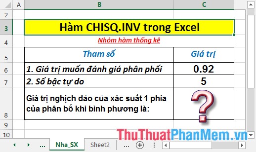 CHISQ.INV function - The function returns the inverse of the probability of the left end of the distribution when squared in Excel Picture 2