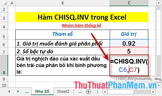 CHISQ.INV function - The function returns the inverse of the probability of the left end of the distribution when squared in Excel Picture 3