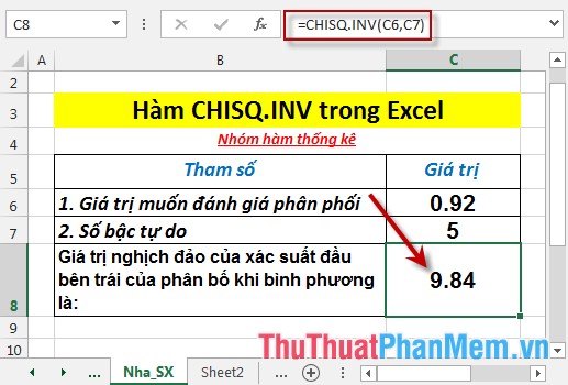 CHISQ.INV function - The function returns the inverse of the probability of the left end of the distribution when squared in Excel Picture 4