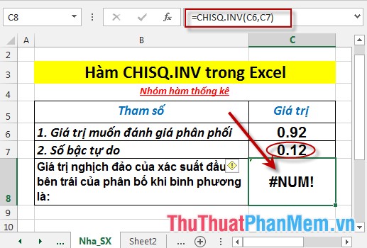 CHISQ.INV function - The function returns the inverse of the probability of the left end of the distribution when squared in Excel Picture 6