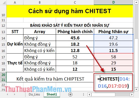 CHITEST function - The function returns the independence test in Excel Picture 3