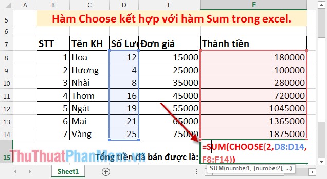 CHOOSE function combines SUM - Conditional sum in Excel Picture 2