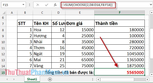 CHOOSE function combines SUM - Conditional sum in Excel Picture 3