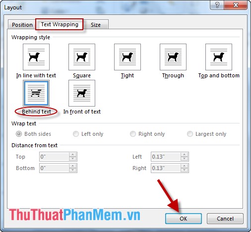 Choose the display location of images in Word Picture 4