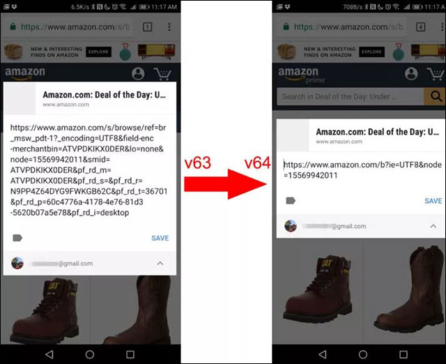 Chrome 64 shortens the link when users share Picture 1