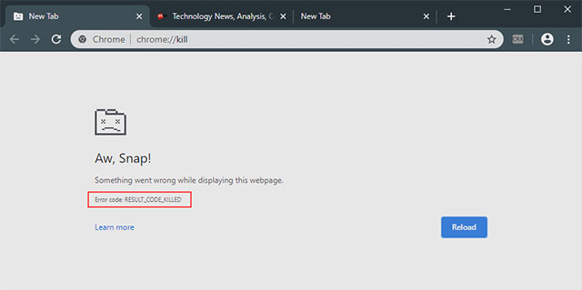 Chrome Will Also Display An Error Code Similar To Windows Blue Screen Of Death