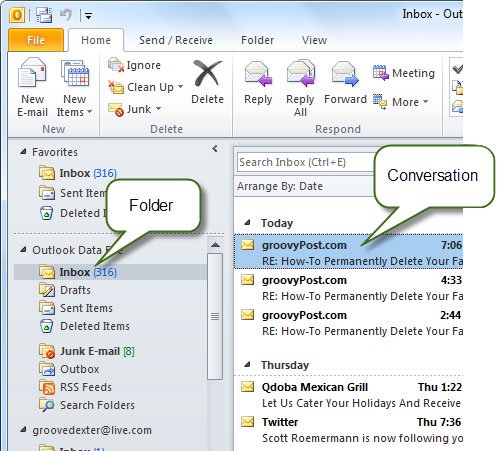 Clean folders and emails on Outlook 2010 Picture 2