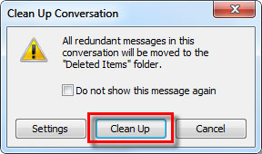 Clean folders and emails on Outlook 2010 Picture 5