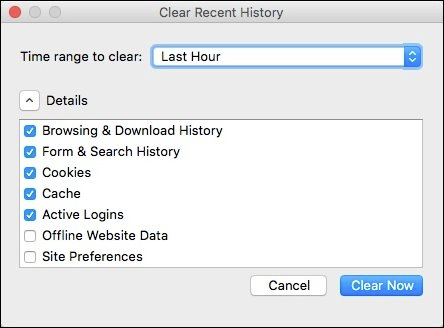 Clear browsing history, Firefox browser cache on Windows and Mac OS X Picture 8