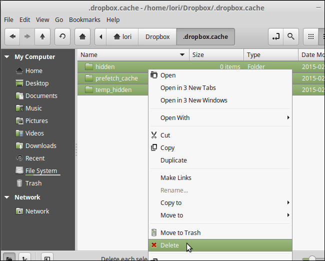 Clear the Dropbox cache Windows and Linux to free up memory space Picture 21