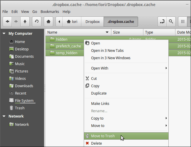 Clear the Dropbox cache Windows and Linux to free up memory space Picture 23