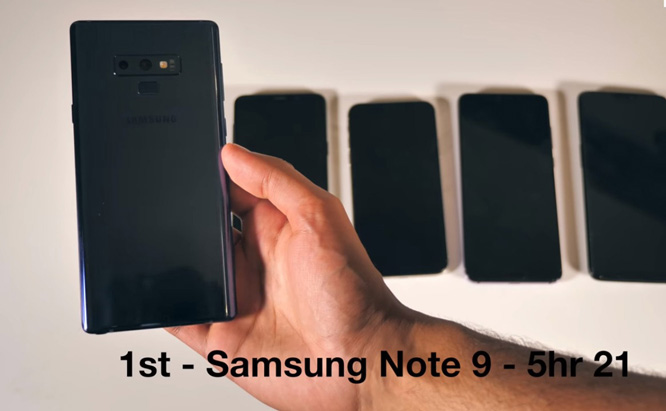 Compare battery life Galaxy Note 9 with some other flagship models: Galaxy S9 + / iPhone X / Huawei P20 Pro and OnePlus 6 Picture 8
