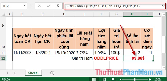 Compare ODDFPRICE and ODDLPRICE functions in Excel Picture 3