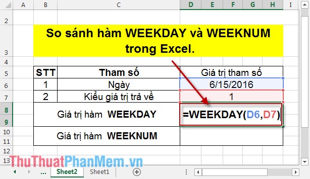 Compare WEEKDAY and WEEKNUM functions in Excel Picture 2