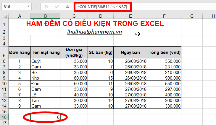 Conditional counting function in Excel