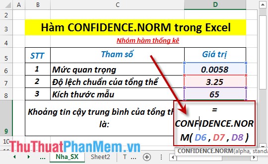 CONFIDENCE.NORM function - The function returns the confidence interval of the population by using a normalized distribution in Excel Picture 3