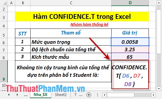 CONFIDENCE.T function - The function returns the confidence interval of the population by using the Student's t-distribution in Excel Picture 3
