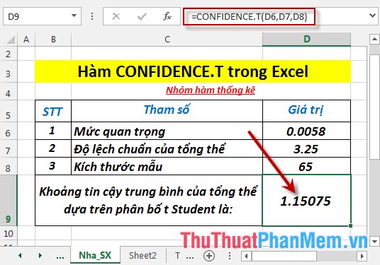 CONFIDENCE.T function - The function returns the confidence interval of the population by using the Student's t-distribution in Excel Picture 4