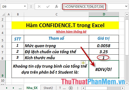 CONFIDENCE.T function - The function returns the confidence interval of the population by using the Student's t-distribution in Excel Picture 6