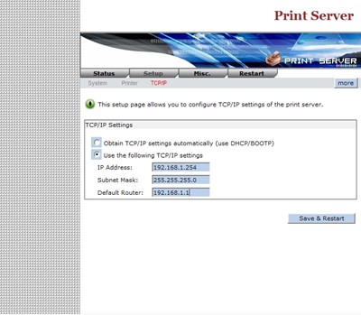 Configure and use the print server Picture 5