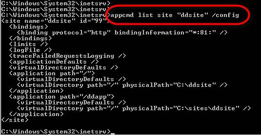 Configure IIS 7 from the command line using Appcmd.exe - Part 1 Picture 8
