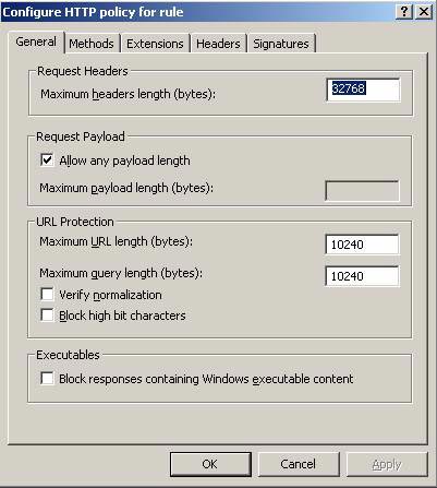 Configure ISA Server 2006 HTTP Filter Picture 2