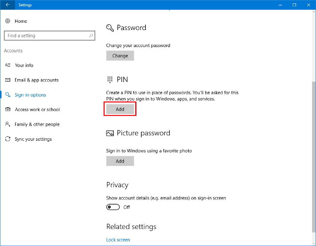 Configure the 'brain damage' PIN to log on to Windows 10 Picture 4