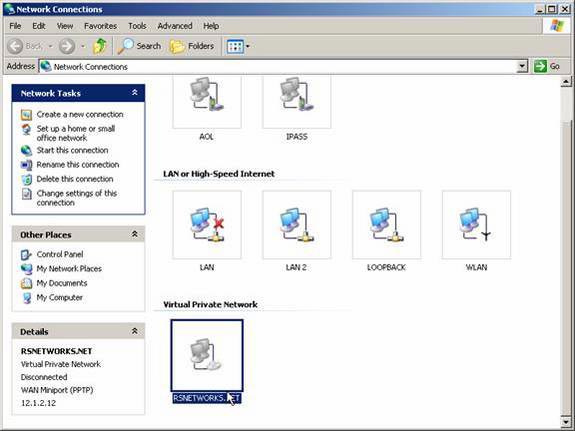 Configure the VPN network connection in Windows XP Picture 10
