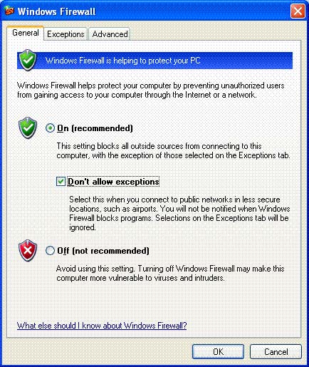 Configure Windows XP SP2 network protection technologies on a computer Picture 12
