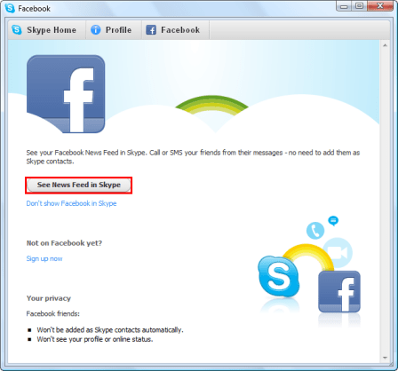 Connect your Facebook account to Skype Picture 5