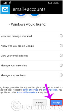 Connect your Gmail account with Windows Phone 8.1 Picture 9