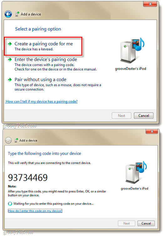 Connect your iPhone or iPod phone to Windows 7 via Bluetooth Picture 3