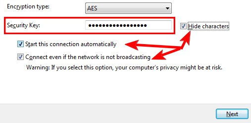 Connect your Windows 7 computer to the hidden Wifi network Picture 6