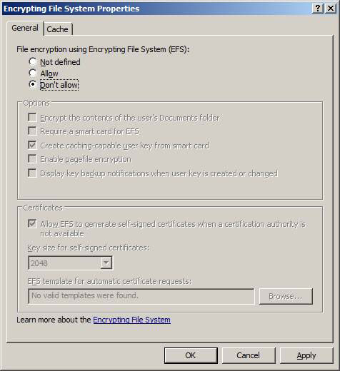 Encrypted file System. Encrypting file System. Pagefile Size from GPO.