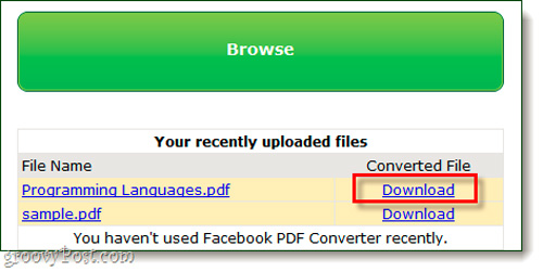 Convert PDF format into Docs with Facebook App Picture 5