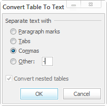 Convert text into Tables and Tables into text in Word Picture 8