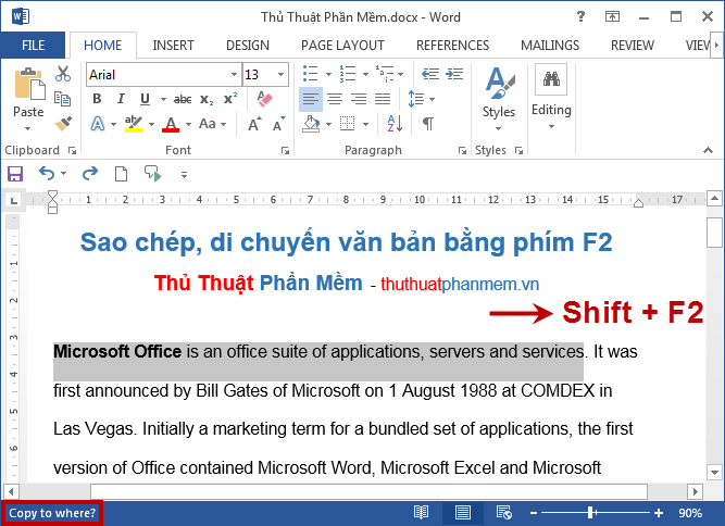 Copy and move text quickly in Word with the Shift key Picture 1