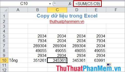 Copy, copy data in Excel Picture 10
