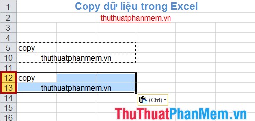 Copy, copy data in Excel Picture 14