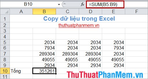 Copy, copy data in Excel Picture 9