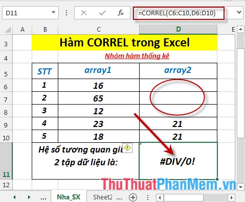 CORREL function - The function returns the correlation coefficient between two data sets in Excel Picture 5