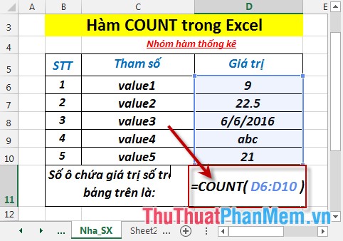 COUNT function - Function that counts cells containing numbers in the list of arguments in Excel Picture 3