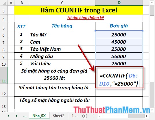 COUNTIF function - Function that counts the number of cells in a data table that meet certain conditions in Excel Picture 3