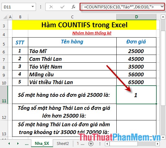 COUNTIFS function - The function performs counting the number of cells in a data table that satisfy many conditions in Excel Picture 4