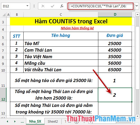 COUNTIFS function - The function performs counting the number of cells in a data table that satisfy many conditions in Excel Picture 6