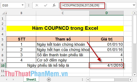 COUPPCD - The function returns the previous coupon date before the settlement date in Excel Picture 3