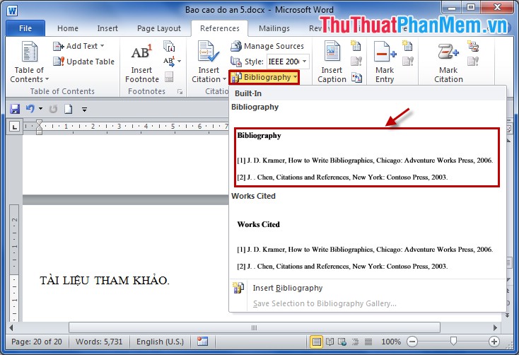 Create a bibliography of reference according to IEEE standards Picture 10