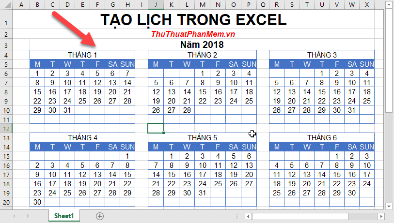 Create a calendar in Excel Picture 11