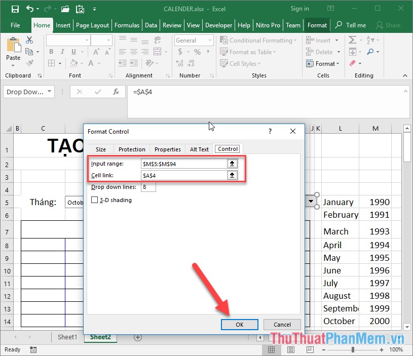 Create a calendar in Excel Picture 18
